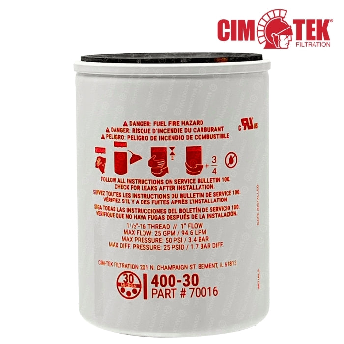 70016 Caja Filtro 1" Cimtek 30 Micras 12 Pz