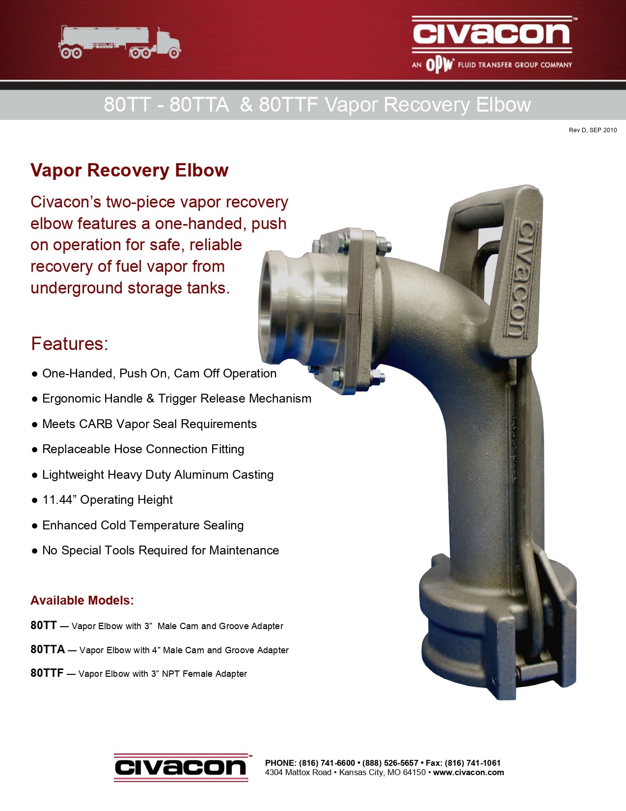 80TT Civacon Codo Hermetico P/rec Vapor 3"