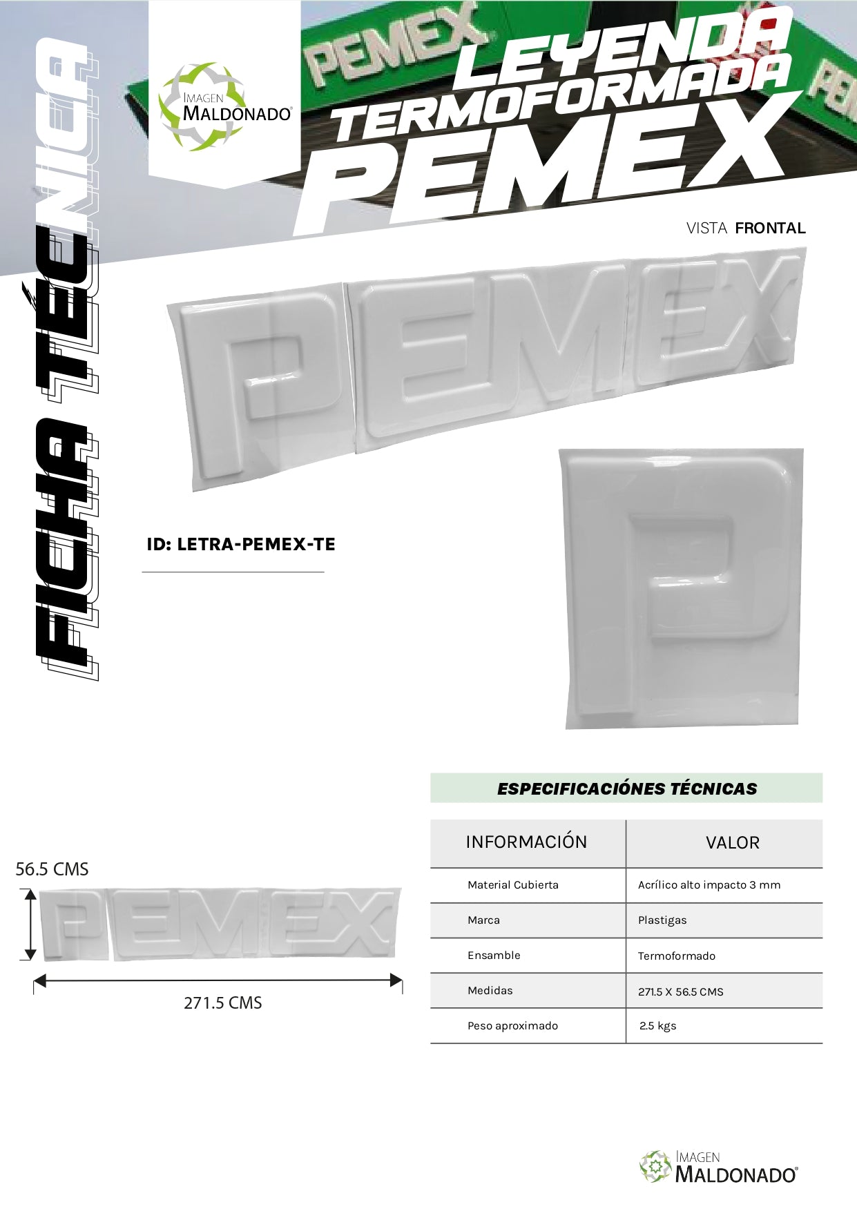 Leyenda Pemex® Iluminada Faldon Plastiglass®