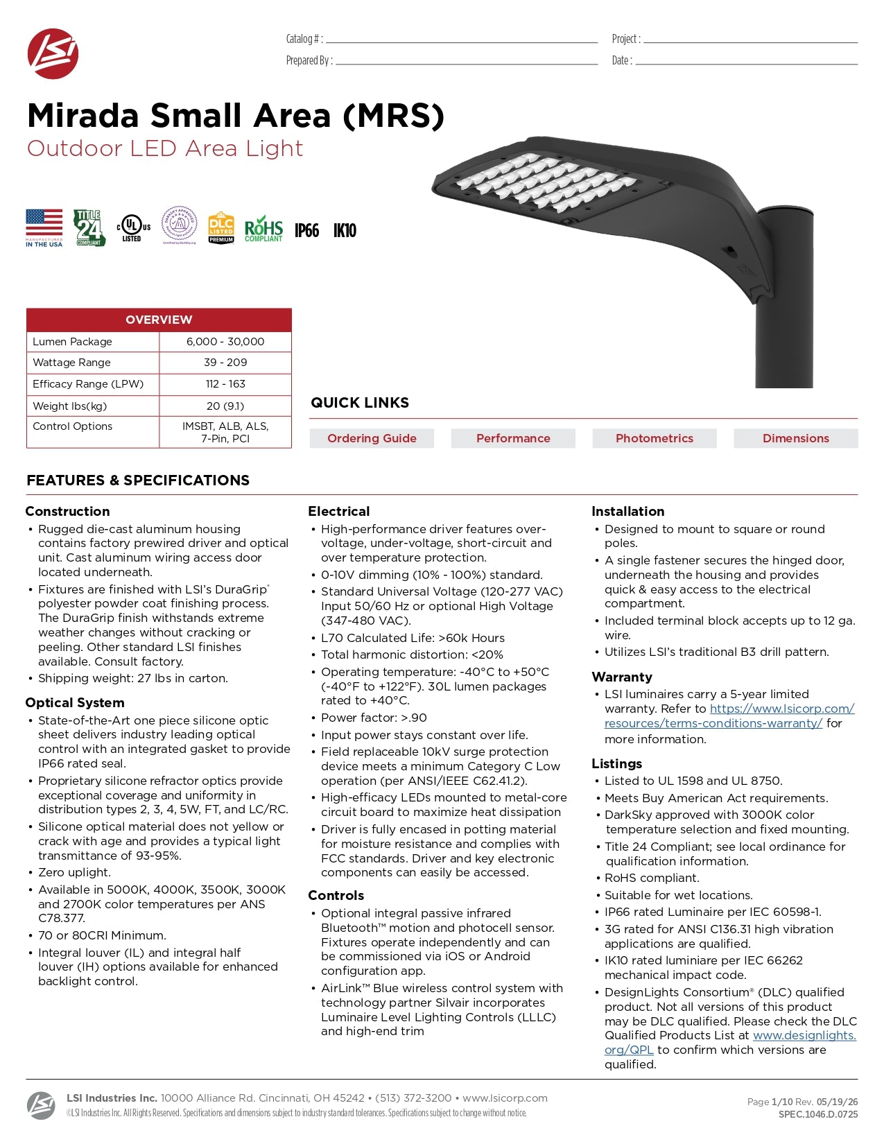 MRS LED 18L SIL Luminaria Para Patio Mirada 18000 Lumenes 135 Watts Importado Usa