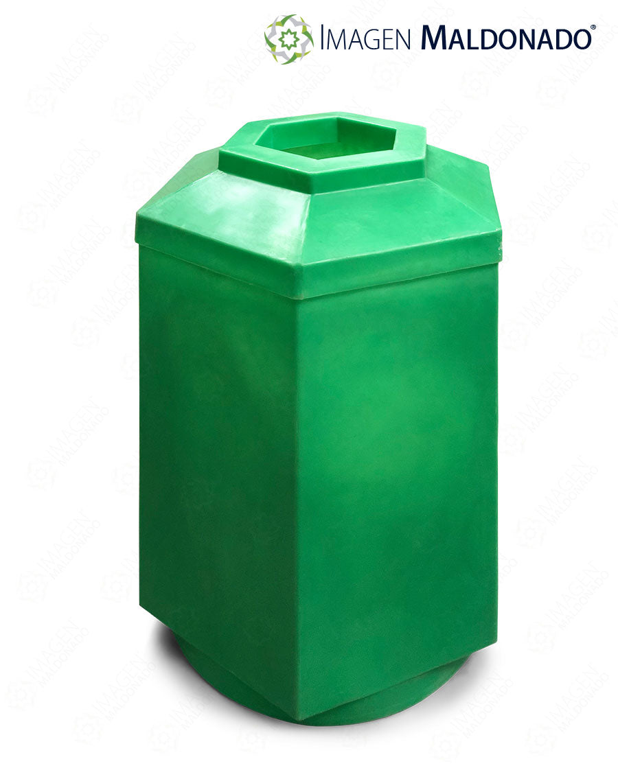 SM 33KVE BOTE BASURA HEXAGONAL VERDE COMPLETO